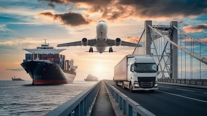 Cargo airplane prepared for global freight shipping